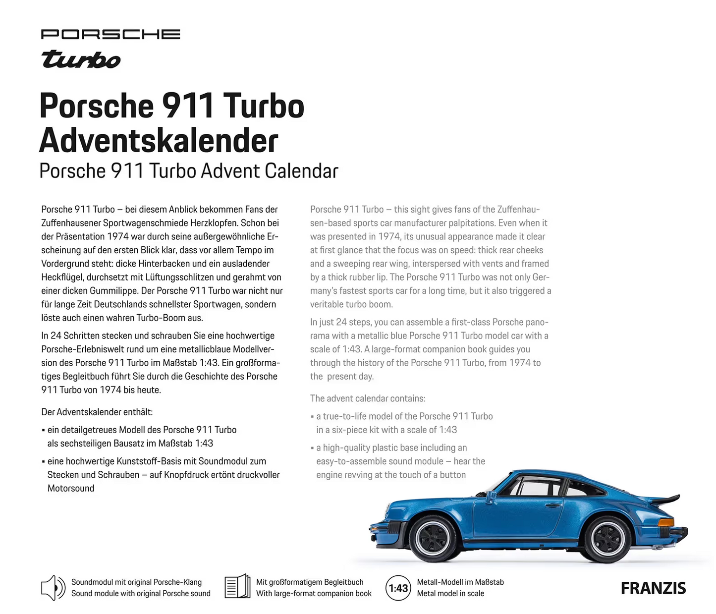 Porsche 911 Turbo Advent Calendar 2025: Limited Edition Collectible Scale Model