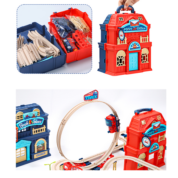 Kids Electric Train Set with 360° Loop Track & Storage Case