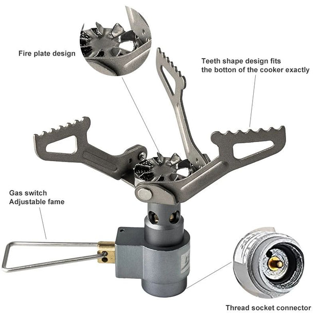 UltraLight Titanium Camping Stove | High-Power Portable Gas Burner for Backpacking