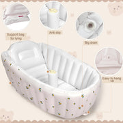 Inflatable Baby Bathtub with Built-in Air Pump – Portable Travel Shower Basin for Newborn to Toddler (Olive Bath)