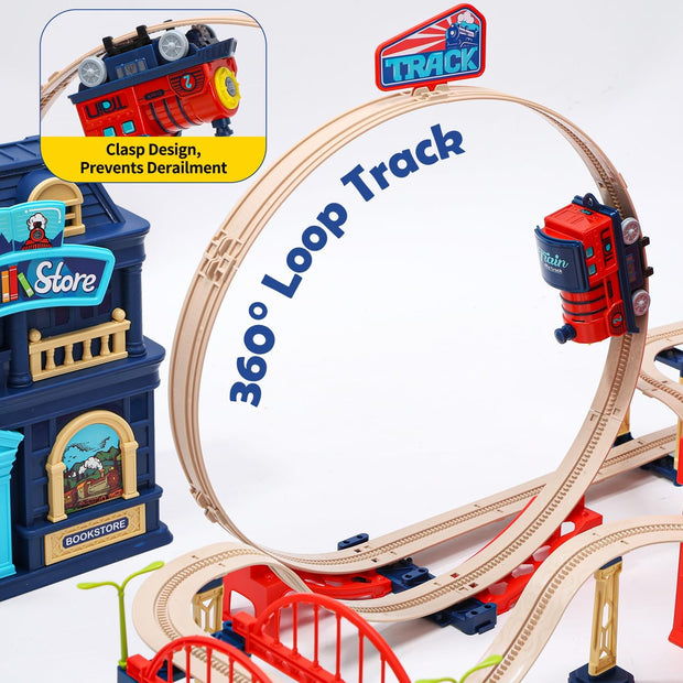 Kids Electric Train Set with 360° Loop Track & Storage Case