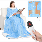 Wearable Heated Blanket with Sleeves & Foot Pocket – Electric Throw