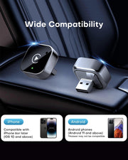 2025 Upgraded Mini Wireless CarPlay & Android Auto Adapter (2-in-1, Black)