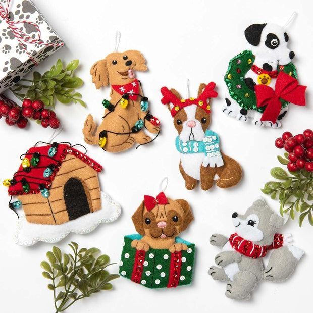 Felt Applique 18" Christmas Dog Stocking Kit – DIY Holiday Craft