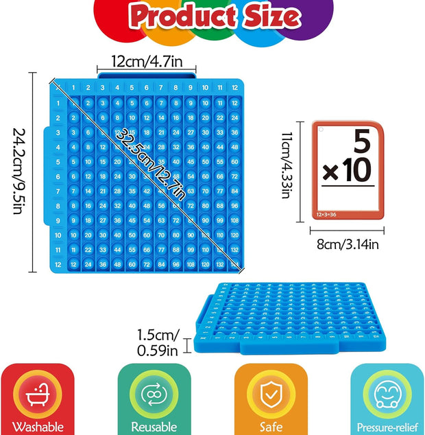 Pop & Learn Math Set: Multiplication Pop Board + Flashcards (Addition, Subtraction, Multiplication, Division)