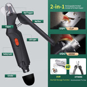2-in-1 Rechargeable Pet Nail Clippers & Grinder with LED Light