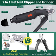 2-in-1 Rechargeable Pet Nail Clippers & Grinder with LED Light