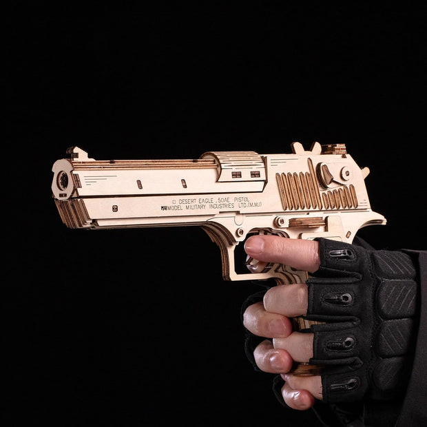 Adult Wooden Puzzle Desert Eagle Rubber Band Gun – 3D Metal & Wooden Model Kit