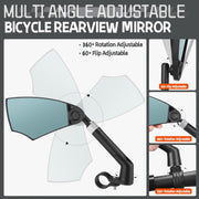 Anti-Glare Foldable Bike Mirror, Left Side 360° Adjustable (20–23mm)