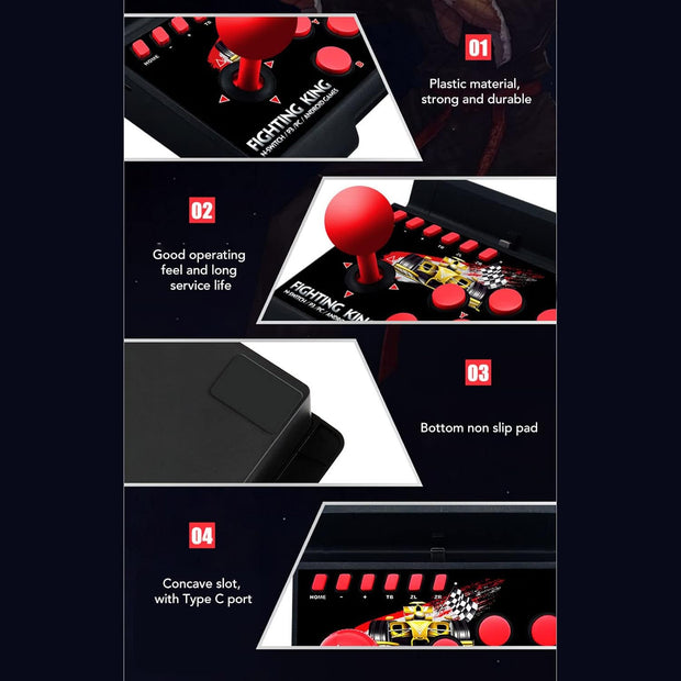 Wired Game Joystick, 4-in-1 Spherical Joystick, Wired Fighting Controller for Street Fighter Games, Compatible with PS3, PC, Android, and TV