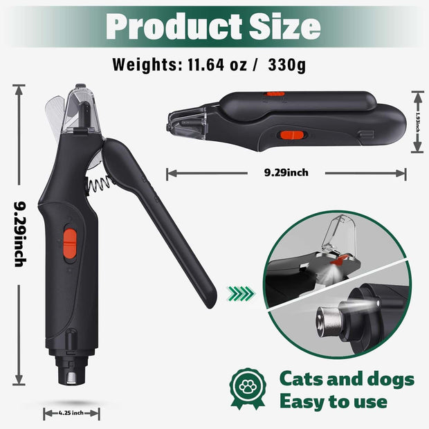 2-in-1 Rechargeable Pet Nail Clippers & Grinder with LED Light