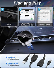 2025 Upgraded Mini Wireless CarPlay & Android Auto Adapter (2-in-1, Black)