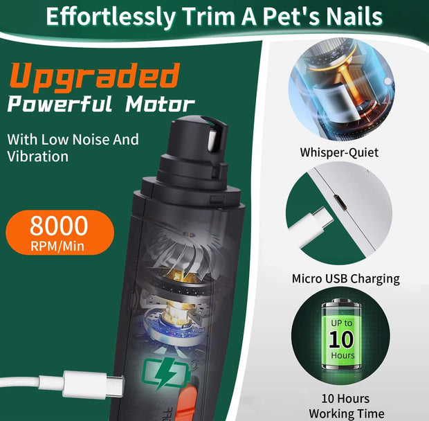 2-in-1 Rechargeable Pet Nail Clippers & Grinder with LED Light