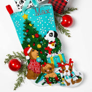 Felt Applique 18" Christmas Dog Stocking Kit – DIY Holiday Craft