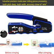 RJ45 Crimping Tool – Pass Through Crimper for Cat6a/Cat6/Cat5e/Cat5 8P8C Modular Connectors