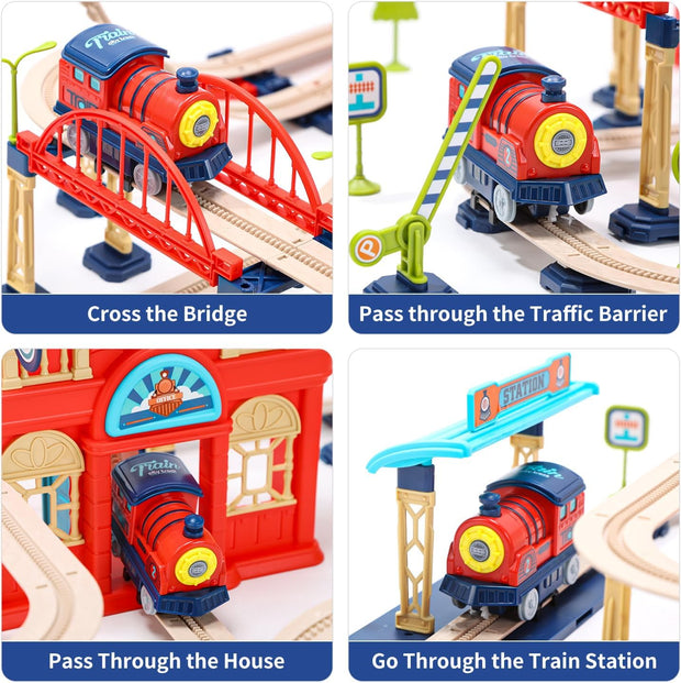 Kids Electric Train Set with 360° Loop Track & Storage Case