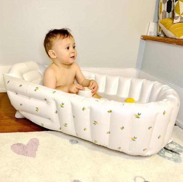 Inflatable Baby Bathtub with Built-in Air Pump – Portable Travel Shower Basin for Newborn to Toddler (Olive Bath)
