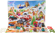 2025 Advent Calendar: 10-Piece 1:64 Scale Toy Car Collection with Ornament Clips & Winter Accessories