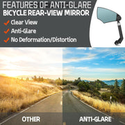 Anti-Glare Foldable Bike Mirror, Left Side 360° Adjustable (20–23mm)