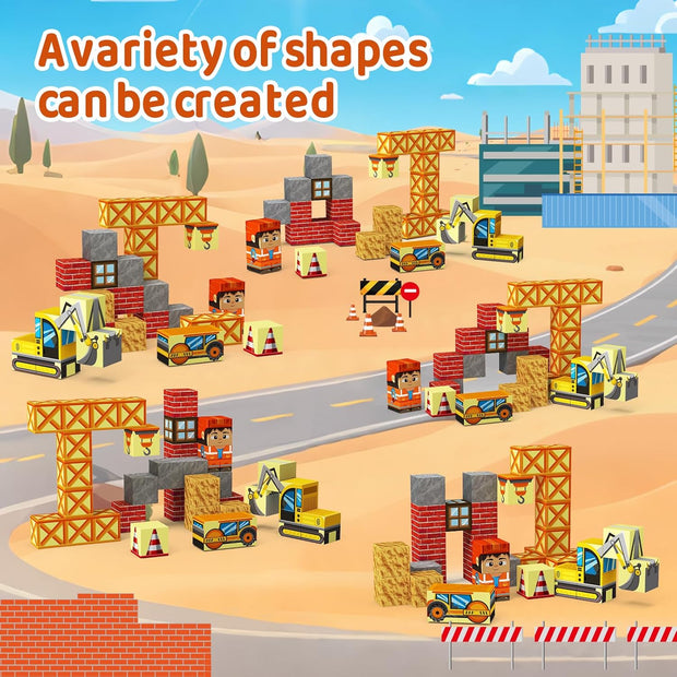 Magnetic Building Blocks with Magnetic Box – 35 Pcs Magnetic Cubes Travel Construction Toy for Kids