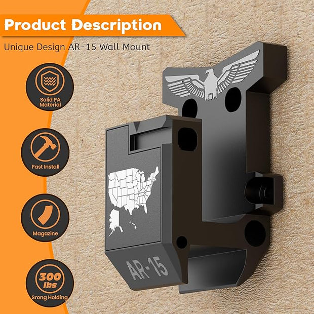 AR Rifle Wall Mount – AR15 / .223 / 5.56 Rifle Holder with Magazine Slot