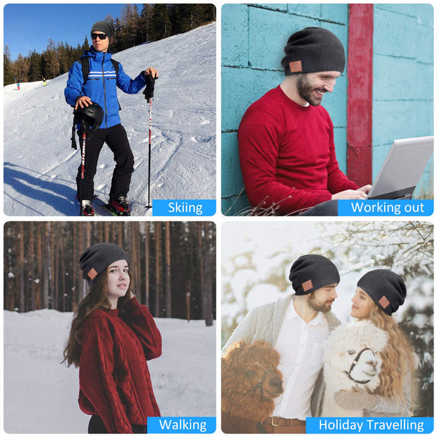Bluetooth Winter Beanie Hat with Built-in Stereo Speakers – Wireless Music & Call Cap
