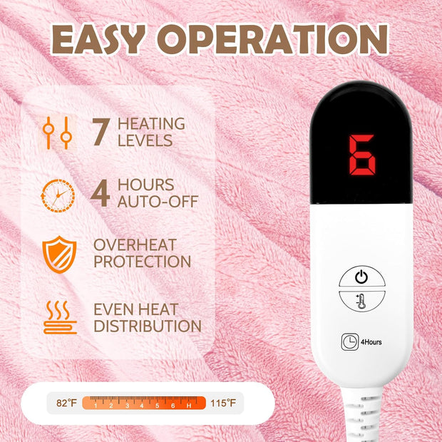 Wearable Heated Blanket with Sleeves & Foot Pocket – Electric Throw