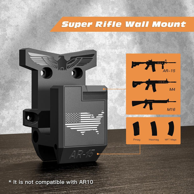 AR Rifle Wall Mount – AR15 / .223 / 5.56 Rifle Holder with Magazine Slot