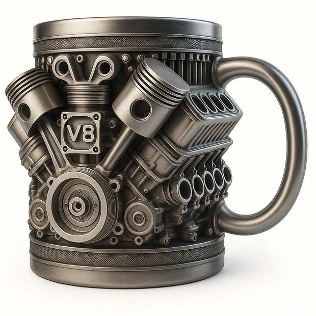 V8 Engine Stainless Steel Mug – Double-Wall Insulated Coffee Cup