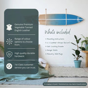Surfboard Wall Mount Rack – Handmade Oak & Leather Surfboard Holder