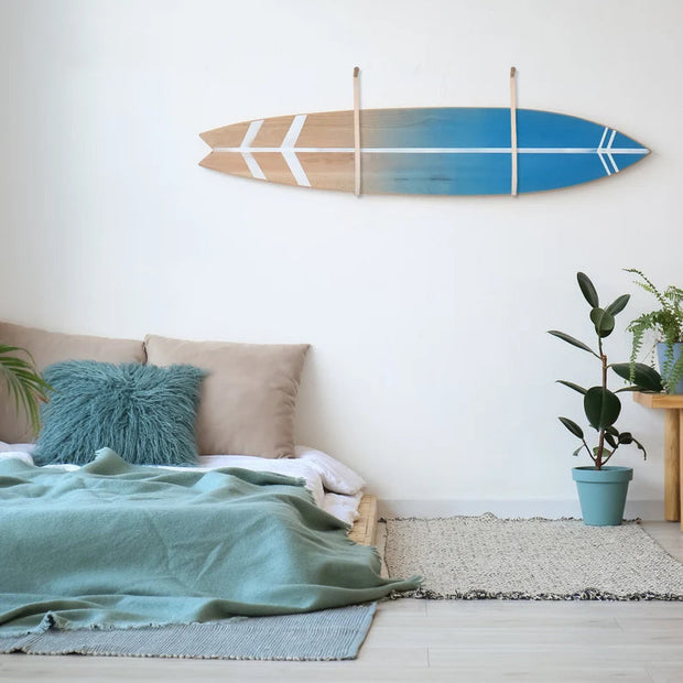 Surfboard Wall Mount Rack – Handmade Oak & Leather Surfboard Holder