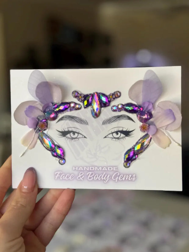 Garden Fairy Viola Festival Face & Body Gem Stickers – 6 Pcs Set