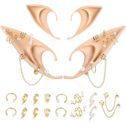 Elf Ear Accessory Set – 2 Pairs of Fairy Ears with Non-Pierced Pearl Earrings