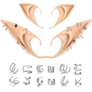 Elf Ear Accessory Set – 2 Pairs of Fairy Ears with Non-Pierced Pearl Earrings