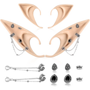 Elf Ear Accessory Set – 2 Pairs of Fairy Ears with Non-Pierced Pearl Earrings